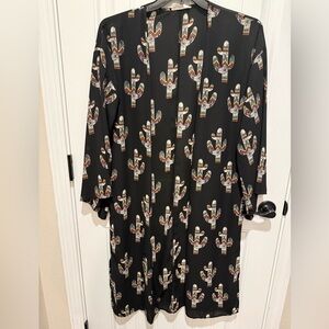 Peach Love Sheer Open Front Cactus Print Duster Cardigan